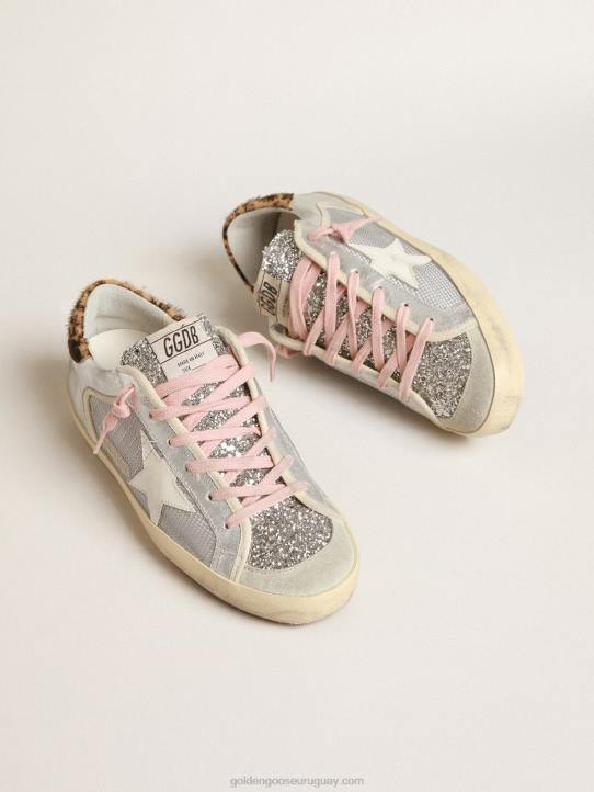 mujer super-star ltd en malla y ante con lengüeta plateada brillanteGolden Goose 02H6250