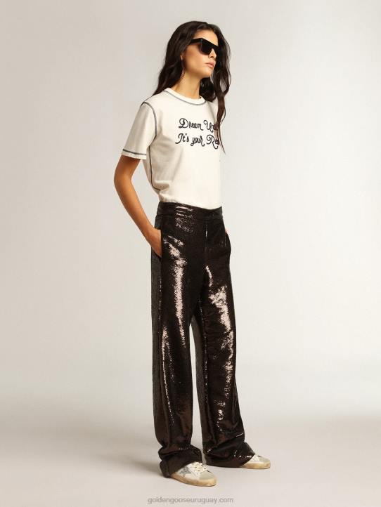 mujer superestrella con estrella plateada y refuerzo del talón con purpurina marrónGolden Goose 02H6210