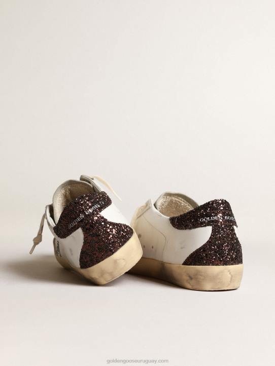mujer superestrella con estrella plateada y refuerzo del talón con purpurina marrónGolden Goose 02H6210