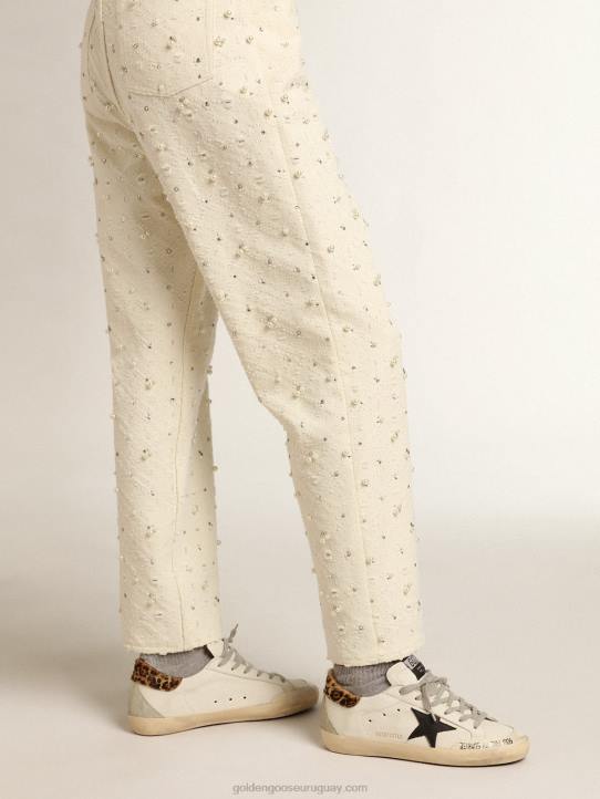 mujer superestrella con refuerzo de piel de potro con estampado de león y estrella de cuero negro en el talónGolden Goose 02H6257