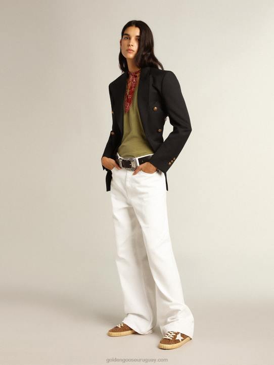 mujer superestrella de ante con estampado de leopardo y estrella de piel color cremaGolden Goose 02H6248