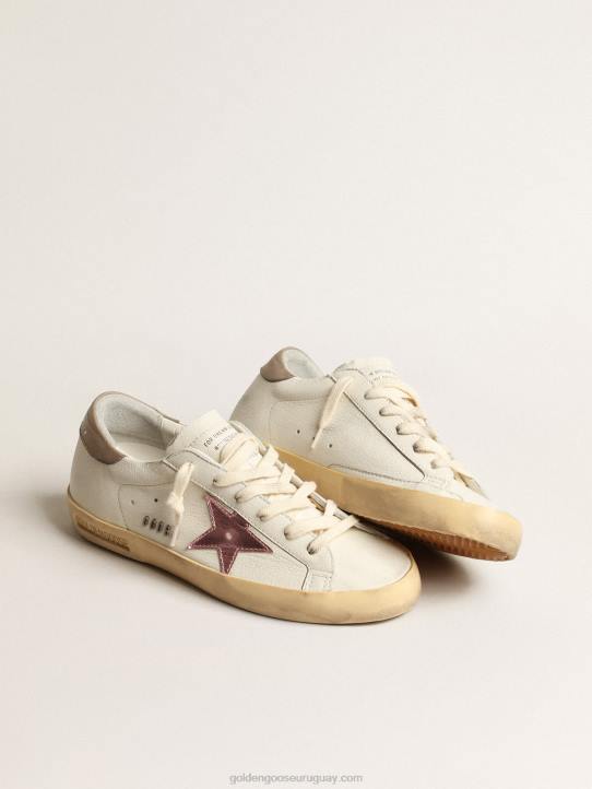 mujer superestrella de napa blanca con estrella de piel rosa metalizadaGolden Goose 02H6229