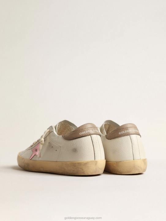 mujer superestrella de napa blanca con estrella de piel rosa metalizadaGolden Goose 02H6229