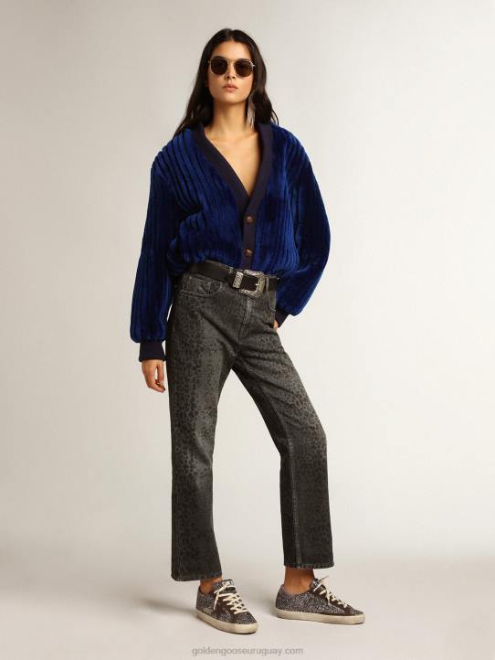 mujer superestrella en purpurina con estrella marrón y tirador lila en el talónGolden Goose 02H6240