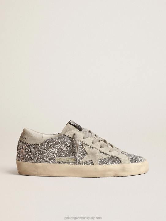 mujer superestrella en purpurina plateada con estrella de ante gris hieloGolden Goose 02H6217