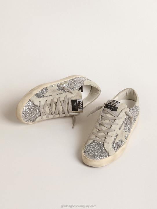 mujer superestrella en purpurina plateada con estrella de ante gris hieloGolden Goose 02H6217