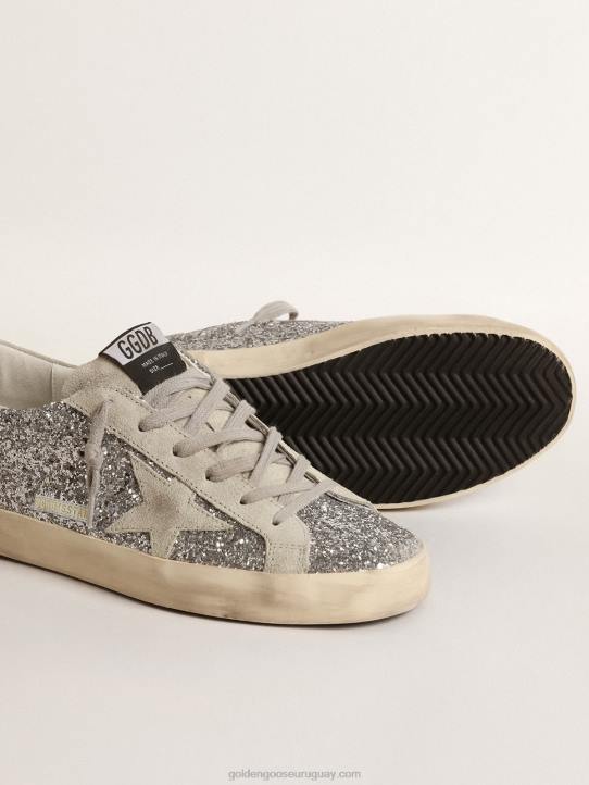 mujer superestrella en purpurina plateada con estrella de ante gris hieloGolden Goose 02H6217