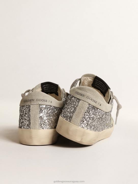 mujer superestrella en purpurina plateada con estrella de ante gris hieloGolden Goose 02H6217