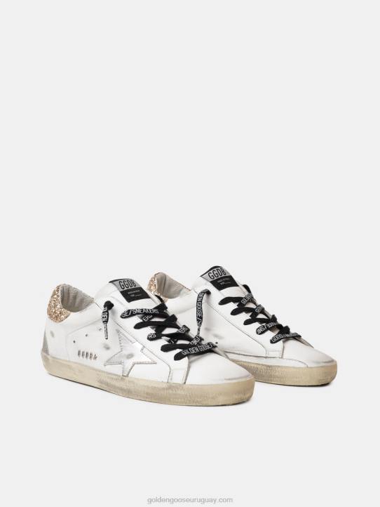 mujer zapatillas deportivas Super-Star de piel blanca con refuerzo brillante en el talónGolden Goose 02H6136