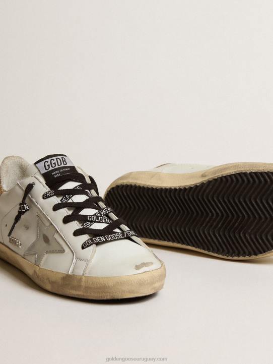 mujer zapatillas deportivas Super-Star de piel blanca con refuerzo brillante en el talónGolden Goose 02H6136