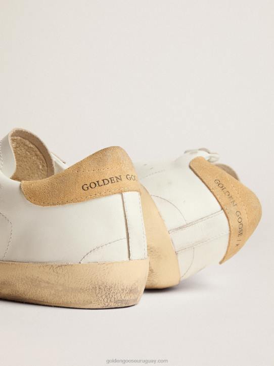 mujer zapatillas deportivas old school con estrella de purpurina rosa y refuerzo del talón de ante color arenaGolden Goose 02H6278