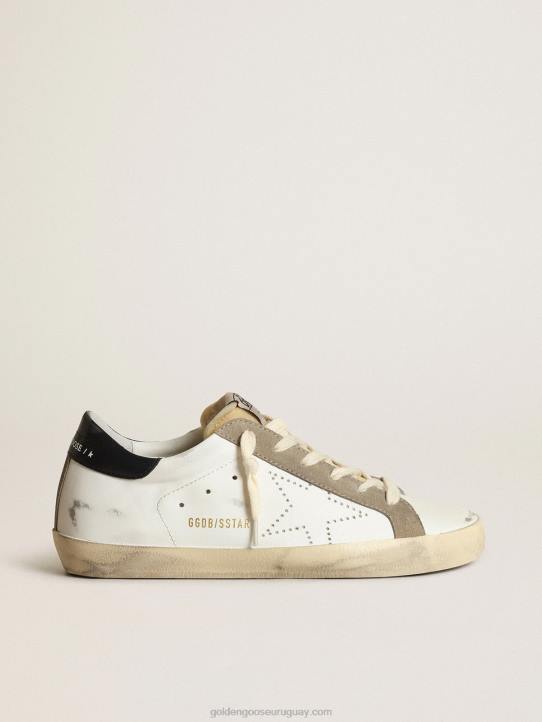 mujer zapatillas deportivas super-star con estrella perforada y refuerzo del talón de piel azul noche brillanteGolden Goose 02H61