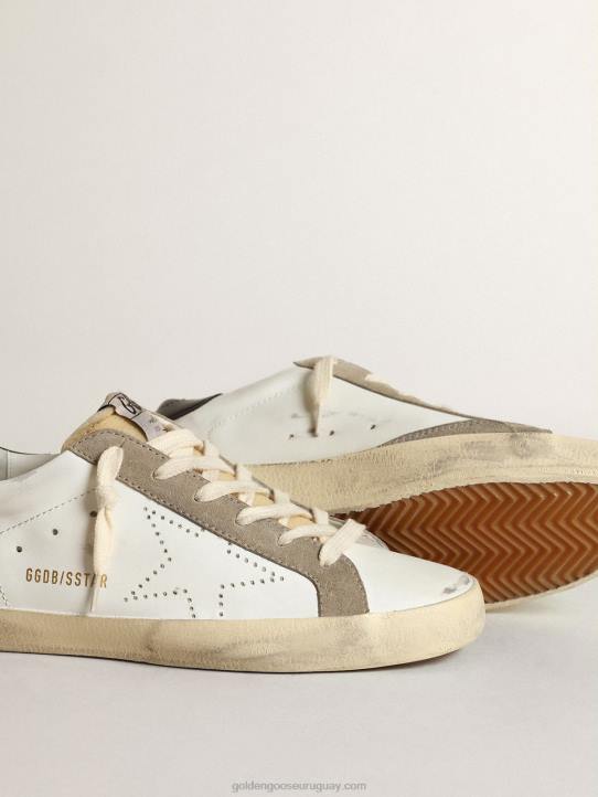 mujer zapatillas deportivas super-star con estrella perforada y refuerzo del talón de piel azul noche brillanteGolden Goose 02H61