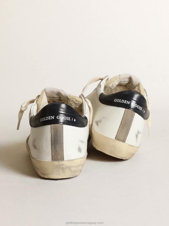 mujer zapatillas deportivas super-star con estrella perforada y refuerzo del talón de piel azul noche brillanteGolden Goose 02H61