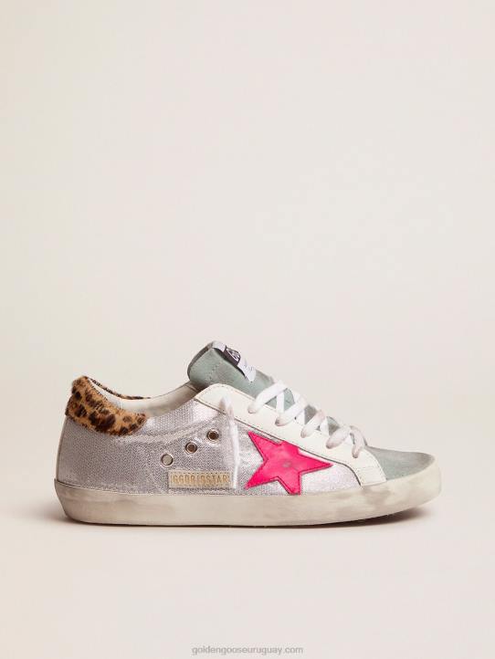 mujer zapatillas deportivas superestrella con lentejuelas y refuerzo del talón con estampado de leopardoGolden Goose 02H691