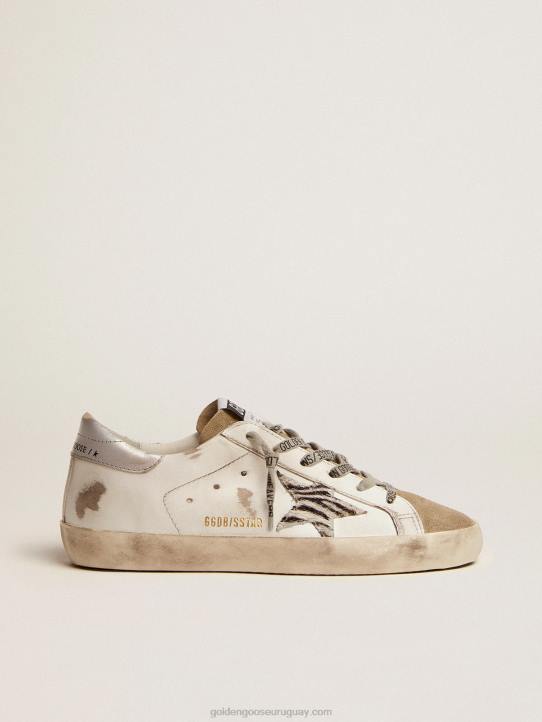 mujer zapatillas super-star con estrella de piel de potro con estampado de cebraGolden Goose 02H664
