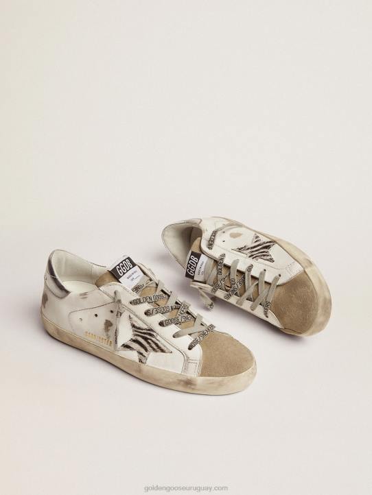 mujer zapatillas super-star con estrella de piel de potro con estampado de cebraGolden Goose 02H664