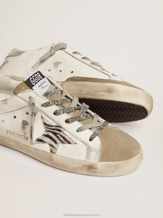 mujer zapatillas super-star con estrella de piel de potro con estampado de cebraGolden Goose 02H664