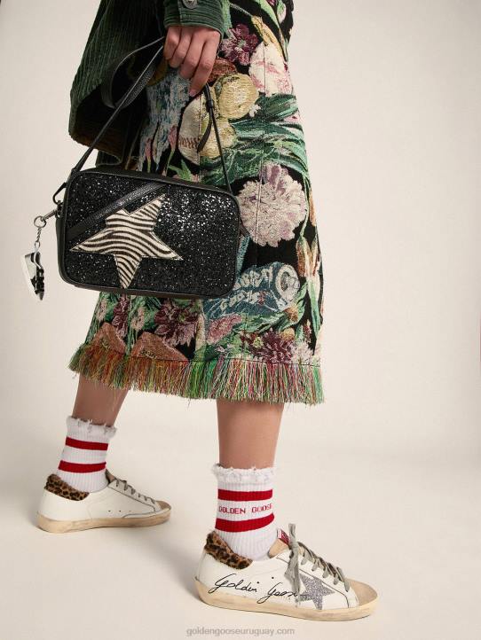 mujer zapatillas super-star con refuerzo en el talón de piel de potro con estampado de leopardo y estrella de swarovskiGolden Goose 02H6104