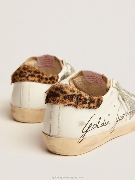 mujer zapatillas super-star con refuerzo en el talón de piel de potro con estampado de leopardo y estrella de swarovskiGolden Goose 02H6104