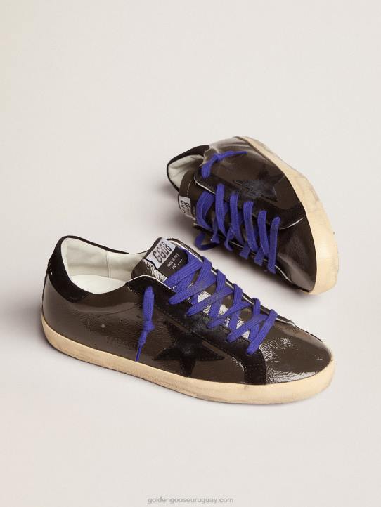 mujer zapatillas super-star de charol gris con inserciones de ante negroGolden Goose 02H694