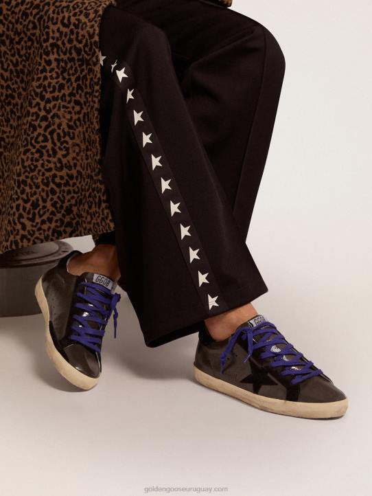mujer zapatillas super-star de charol gris con inserciones de ante negroGolden Goose 02H694