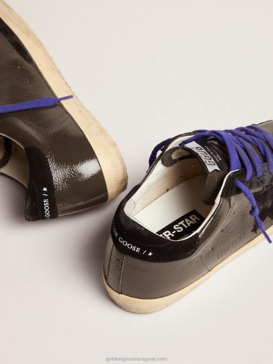 mujer zapatillas super-star de charol gris con inserciones de ante negroGolden Goose 02H694