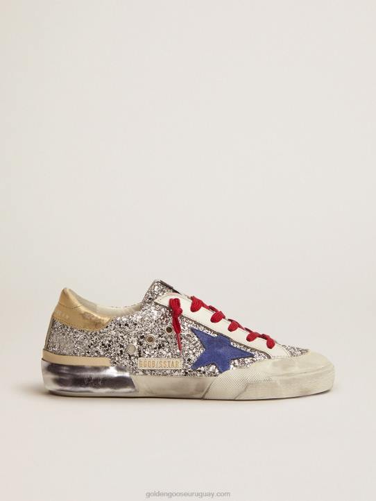 mujer zapatillas super-star en purpurina plateada y multifoxingGolden Goose 02H6101