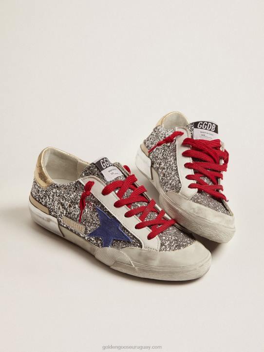 mujer zapatillas super-star en purpurina plateada y multifoxingGolden Goose 02H6101