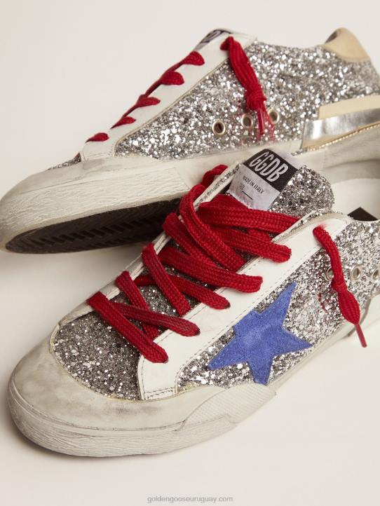 mujer zapatillas super-star en purpurina plateada y multifoxingGolden Goose 02H6101