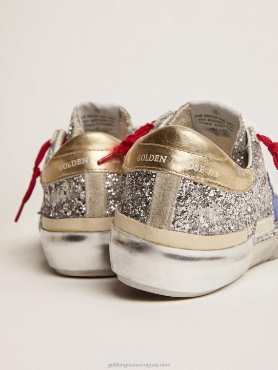 mujer zapatillas super-star en purpurina plateada y multifoxingGolden Goose 02H6101