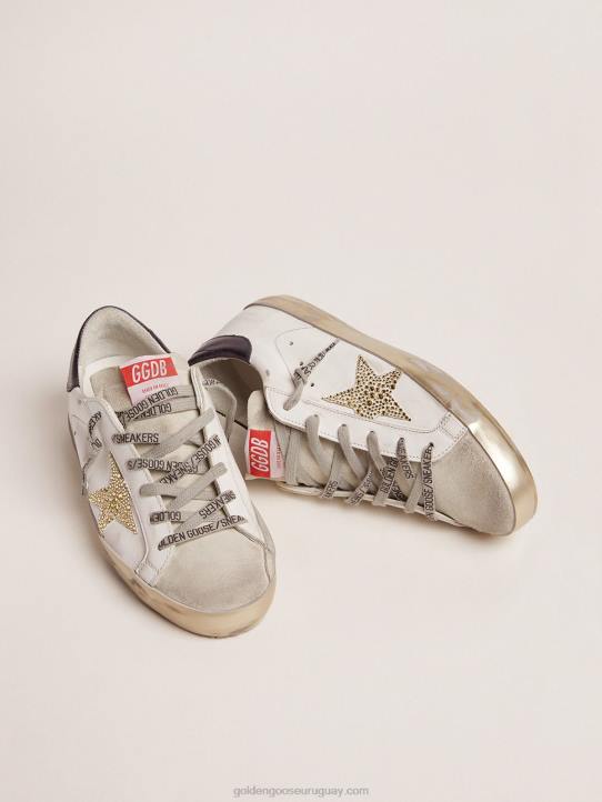 mujer zapatillas super-star ltd con refuerzo azul en el talón y estrella de cristal de swarovskiGolden Goose 02H6100