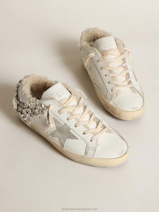 mujer zapatillas superestrella con forro de borrego y cristales decorativosGolden Goose 02H6189