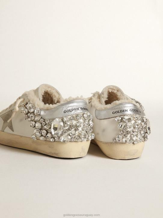 mujer zapatillas superestrella con forro de borrego y cristales decorativosGolden Goose 02H6189