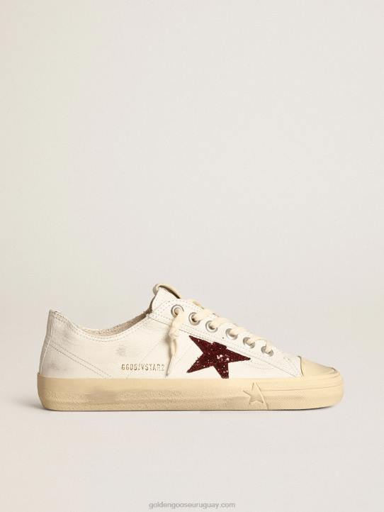 mujer Zapatillas deportivas v-star de napa blanca con estrella roja brillanteGolden Goose 02H643