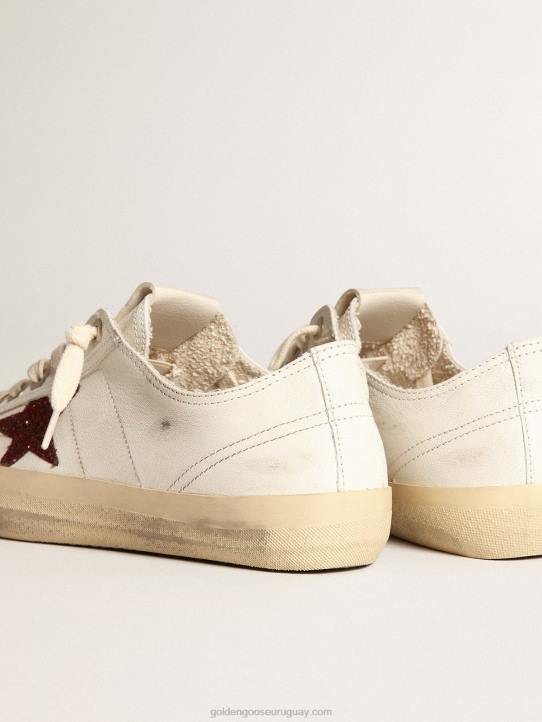 mujer Zapatillas deportivas v-star de napa blanca con estrella roja brillanteGolden Goose 02H643