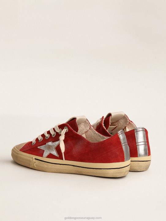 mujer Zapatillas deportivas v-star ltd de ante rojo oscuro con estrella de piel plateada metalizadaGolden Goose 02H6137