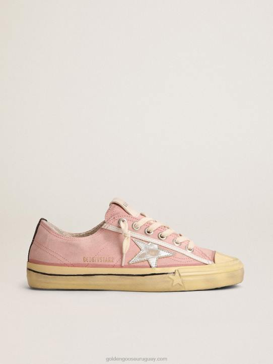 mujer Zapatillas deportivas v-star ltd de ante rosa bebé con estrella de piel plateada metalizadaGolden Goose 02H6129