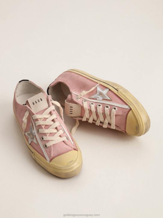 mujer Zapatillas deportivas v-star ltd de ante rosa bebé con estrella de piel plateada metalizadaGolden Goose 02H6129