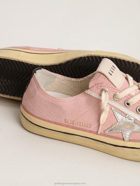 mujer Zapatillas deportivas v-star ltd de ante rosa bebé con estrella de piel plateada metalizadaGolden Goose 02H6129