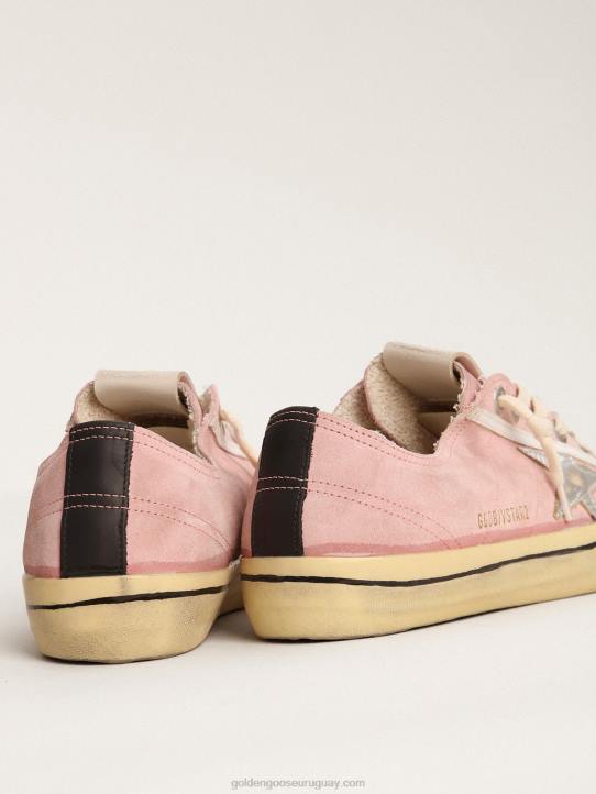 mujer Zapatillas deportivas v-star ltd de ante rosa bebé con estrella de piel plateada metalizadaGolden Goose 02H6129