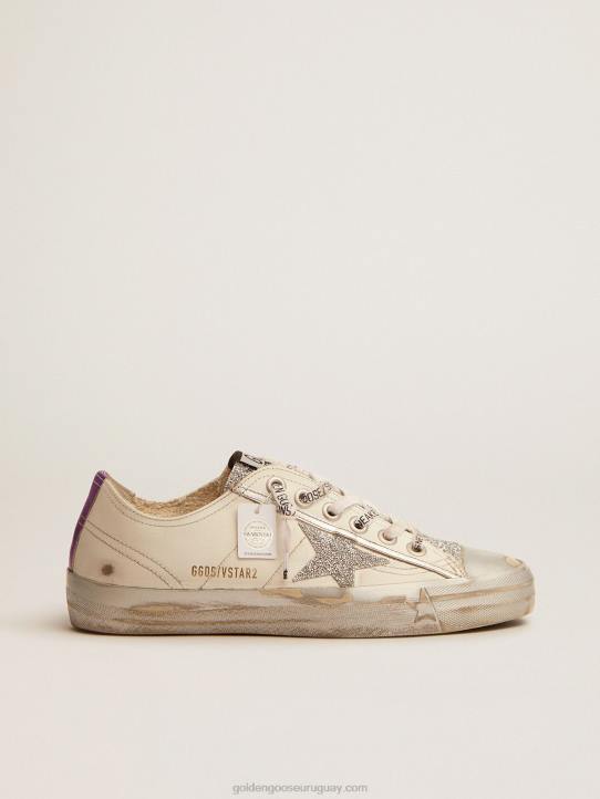 mujer Zapatillas deportivas v-star ltd de piel blanca y cristales de swarovskiGolden Goose 02H690