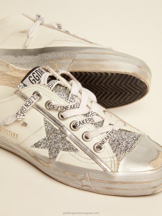 mujer Zapatillas deportivas v-star ltd de piel blanca y cristales de swarovskiGolden Goose 02H690