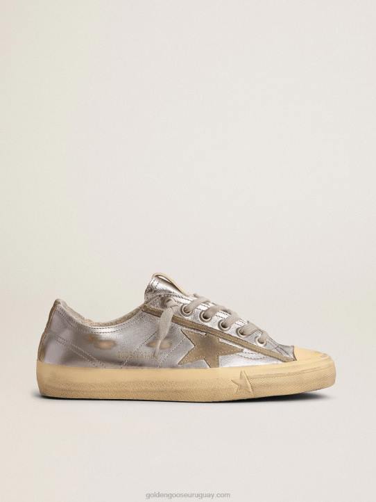 mujer Zapatillas deportivas v-star ltd de piel plateada metalizada con estrella de ante gris hieloGolden Goose 02H6134
