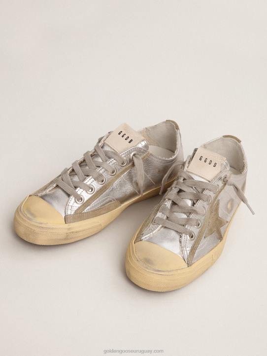 mujer Zapatillas deportivas v-star ltd de piel plateada metalizada con estrella de ante gris hieloGolden Goose 02H6134