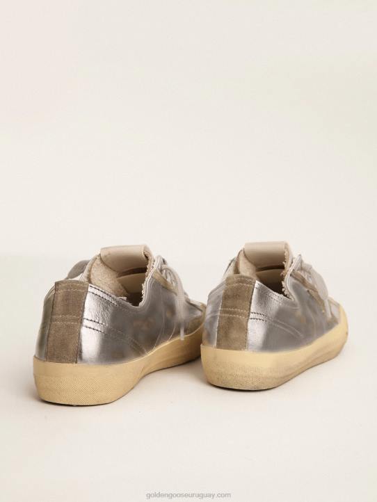 mujer Zapatillas deportivas v-star ltd de piel plateada metalizada con estrella de ante gris hieloGolden Goose 02H6134