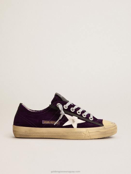 mujer Zapatillas deportivas v-star ltd de terciopelo morado con estrella de piel blancaGolden Goose 02H6131