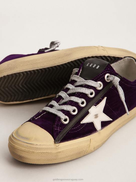 mujer Zapatillas deportivas v-star ltd de terciopelo morado con estrella de piel blancaGolden Goose 02H6131
