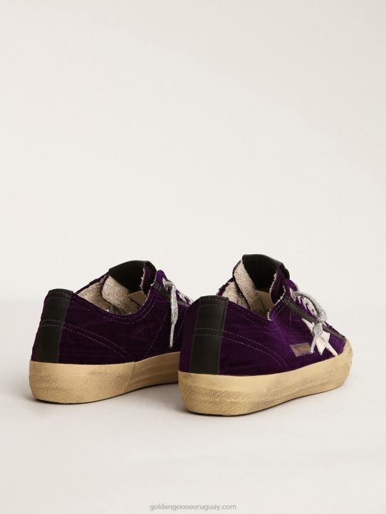 mujer Zapatillas deportivas v-star ltd de terciopelo morado con estrella de piel blancaGolden Goose 02H6131