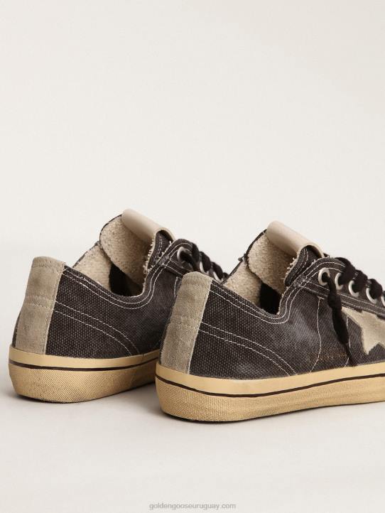 mujer Zapatillas v-star ltd de lona negra con estrella de ante gris hielo y refuerzo en el talónGolden Goose 02H6245